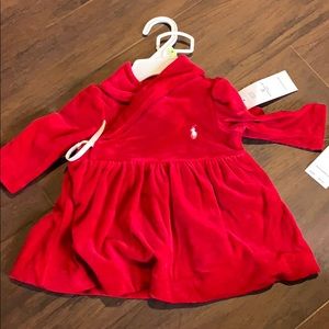 New ralph lauren velvet red dress 0-3 months
